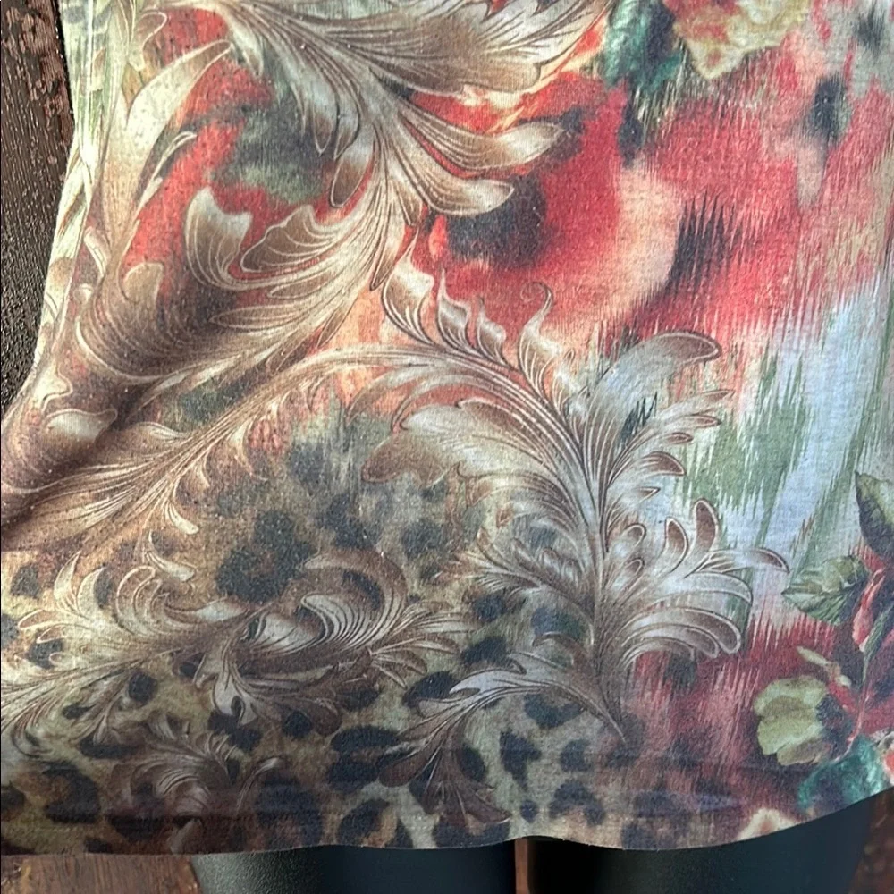 Vintage Y2K Romantic All Over Graphic Print Tee Fairy Top Leopard Boho Floral - Picture 4 of 7